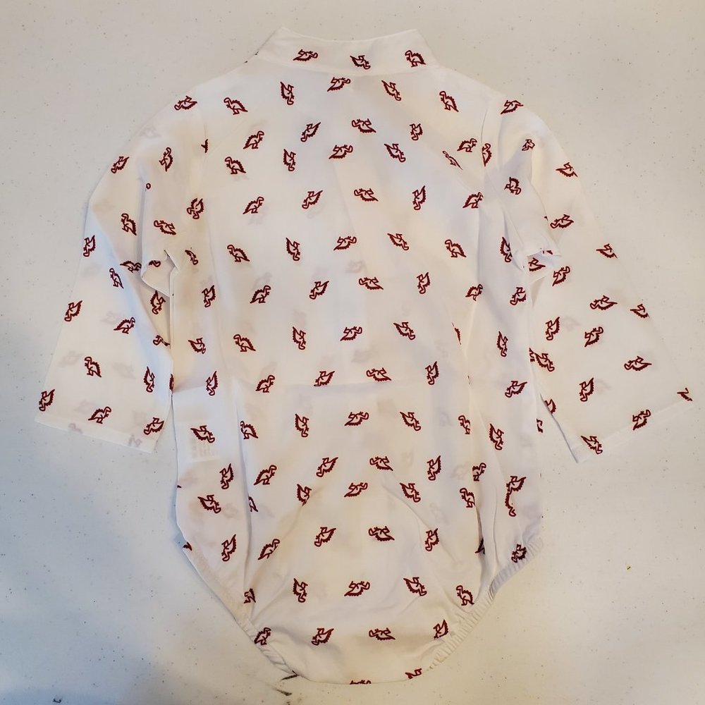 SHEIN Baby Red Dinosaur Print Bow Front Bodysuit And Suspender Pants - Picture 4 of 7